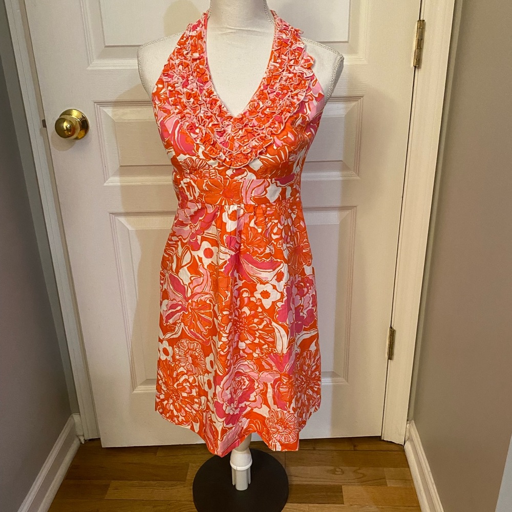 Lilly Pulitzer Lillian Ruffle Halter Dress Sz.6.